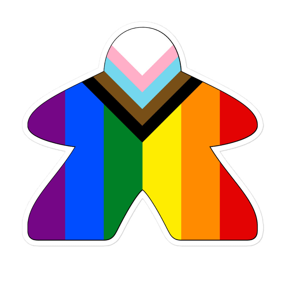 Progress Pride Flag Meeple Sticker
