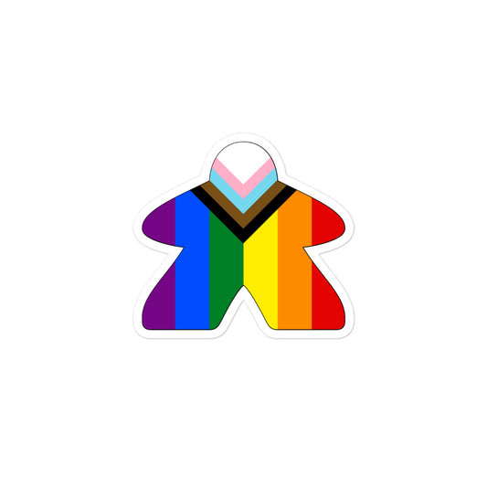 Progress Pride Flag Meeple Sticker