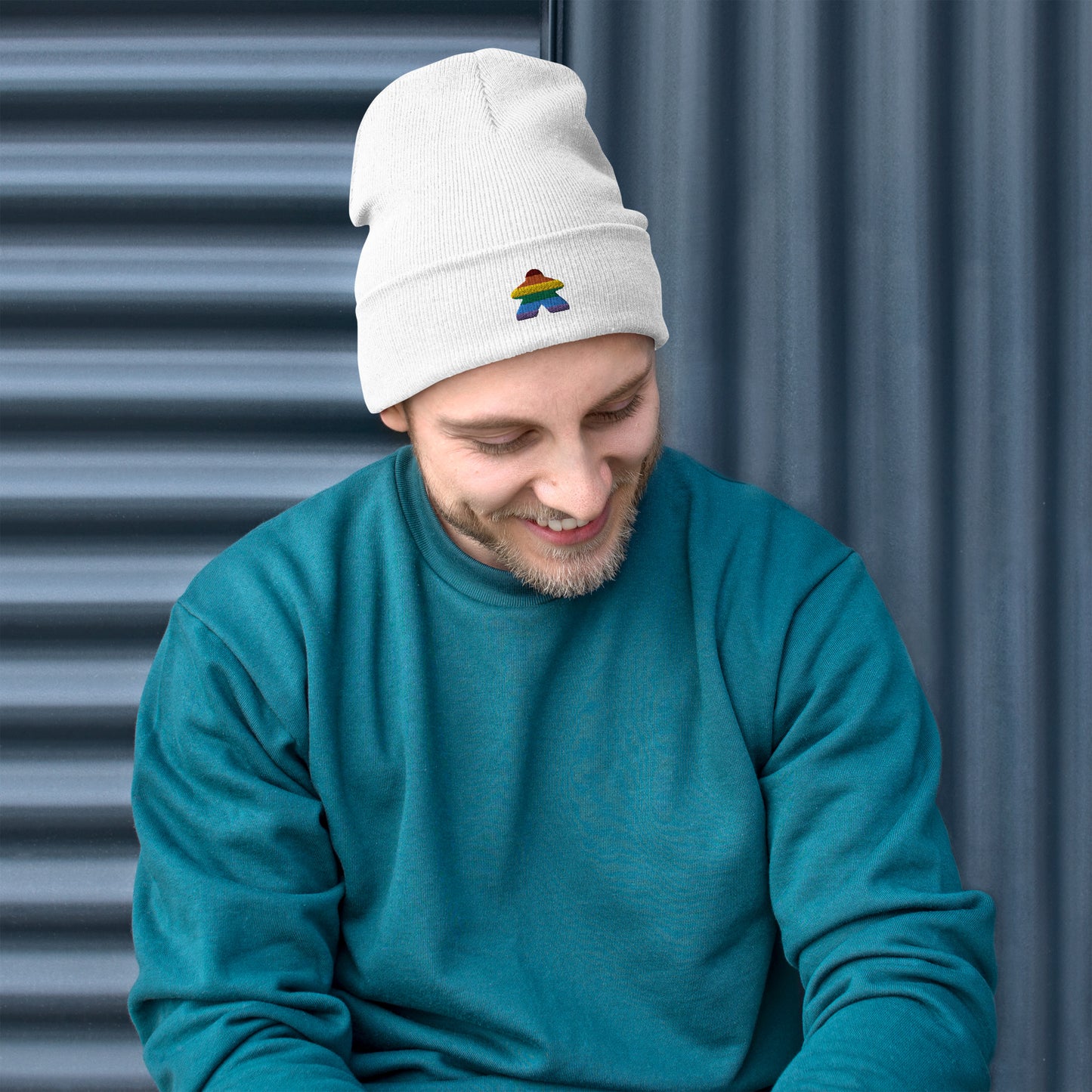 Pride Meeple Embroidered Beanie
